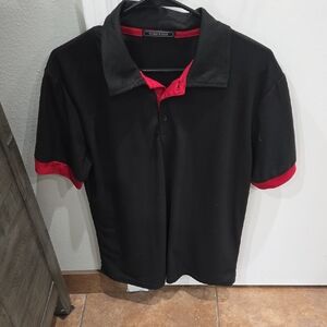 Chaps Black Polo with Red Trim